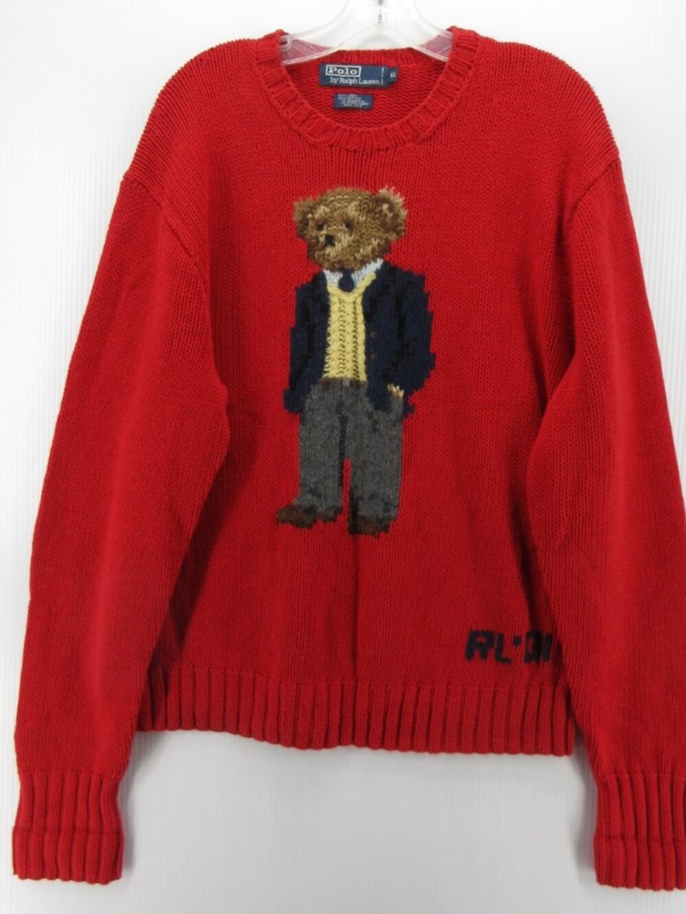 VTG Ralph Lauren Polo Sweater XL Polo Bear Linen Cashmere Y2K 2001 Kanye - Picture 1 of 12